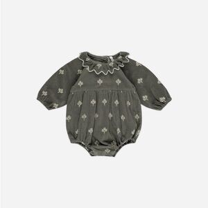 Rylee + Cru Charcoal Romper with Cream Floral Design